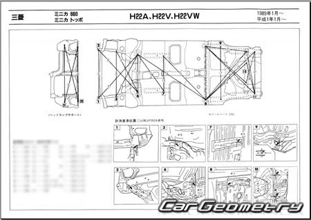 Mitsubishi Minica TOPPO (H22 H27) 1990-1993 (RH Japanese market) Body dimensions