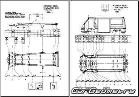 Mitsubishi Delica 1986-1999 (RH Japanese market) Body dimensions