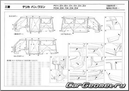 Mitsubishi Delica 1986-1999 (RH Japanese market) Body dimensions