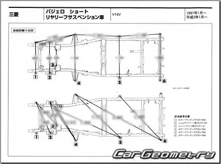 Mitsubishi Pajero II (3DR) 1991-1999 (RH Japanese market) Body dimensions