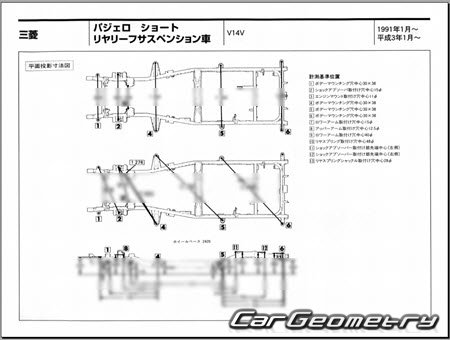 Mitsubishi Pajero II (3DR) 1991-1999 (RH Japanese market) Body dimensions