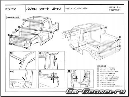 Mitsubishi Pajero II (3DR) 1991-1999 (RH Japanese market) Body dimensions