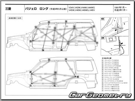 Mitsubishi Pajero II (5DR) 1991-1999 (RH Japanese market) Body dimensions