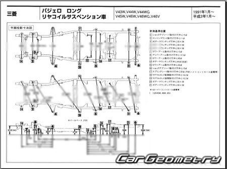 Mitsubishi Pajero II (5DR) 1991-1999 (RH Japanese market) Body dimensions