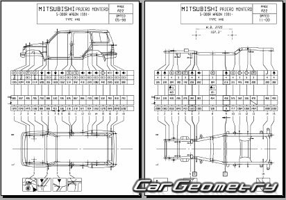 Mitsubishi Pajero II (5DR) 1991-1999 (RH Japanese market) Body dimensions