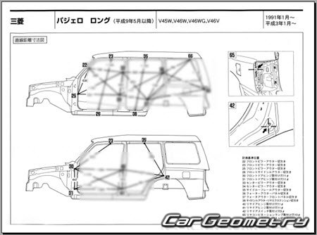 Mitsubishi Pajero II (5DR) 1991-1999 (RH Japanese market) Body dimensions