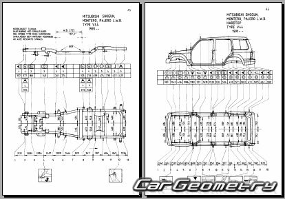 Mitsubishi Pajero II (5DR) 1991-1999 (RH Japanese market) Body dimensions