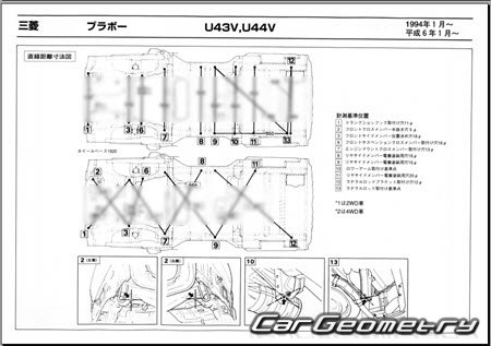 Mitsubishi Bravo & Minicab 1991-1999 (RH Japanese market) Body dimensions