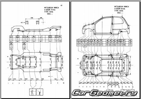 Mitsubishi Minica & Minica TOPPO 1993-1998 (RH Japanese market) Body dimensions