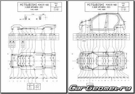 Mitsubishi Minica & Minica TOPPO 1993-1998 (RH Japanese market) Body dimensions