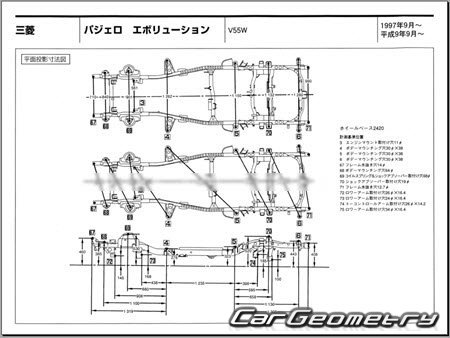 Mitsubishi Pajero Evolution (V55W) 19971999 (RH Japanese market) Body dimensions