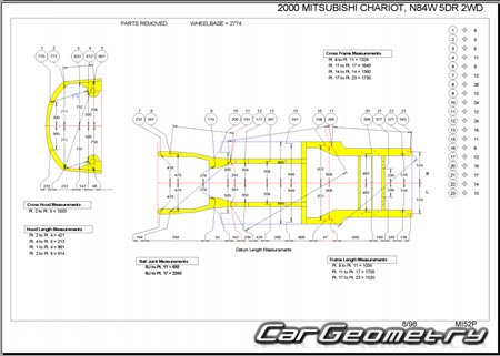 Mitsubishi Chariot Grandis 1997-2003 (RH Japanese market) Body dimensions