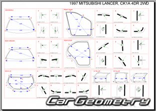 Mitsubishi Lancer & Mirage 1995-2000 (RH Japanese market) Body dimensions