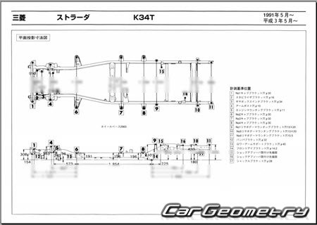 Mitsubishi Strada (K34T) 1991-1997 (RH Japanese market) Body dimensions