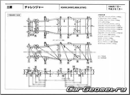 Mitsubishi Challenger 1996-2001 (RH Japanese market) Body dimensions