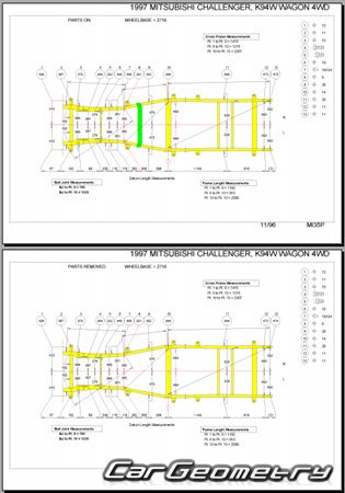 Mitsubishi Challenger 1996-2001 (RH Japanese market) Body dimensions