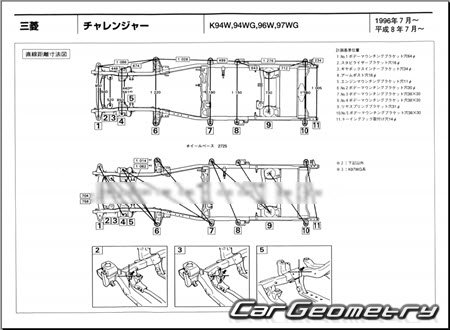 Mitsubishi Challenger 1996-2001 (RH Japanese market) Body dimensions