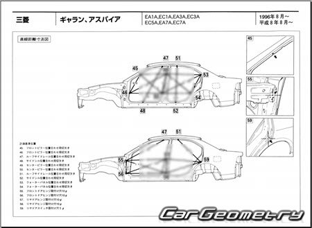 Mitsubishi Aspire & Galant (EA# EC#) 1996-2003 (RH Japanese market) Body dimensions