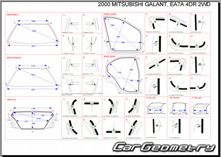 Mitsubishi Aspire & Galant (EA# EC#) 1996-2003 (RH Japanese market) Body dimensions