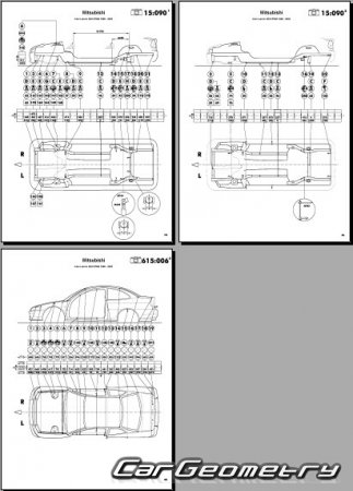 Mitsubishi Lancer & Mirage 1995-2000 (RH Japanese market) Body dimensions