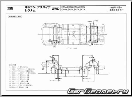 Mitsubishi Galant & Legnum (EA# EC#) 1996-2003 (RH Japanese market) Body dimensions