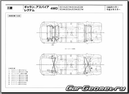 Mitsubishi Galant & Legnum (EA# EC#) 1996-2003 (RH Japanese market) Body dimensions