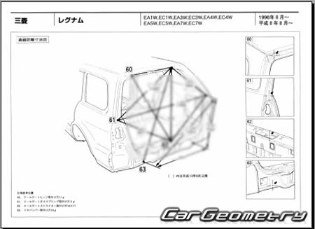 Mitsubishi Galant & Legnum (EA# EC#) 1996-2003 (RH Japanese market) Body dimensions