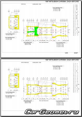 Mitsubishi Carisma (DA2) 1996-1999 (RH Japanese market) Body dimensions