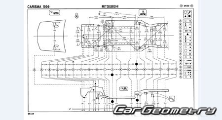 Mitsubishi Carisma (DA2) 1996-1999 (RH Japanese market) Body dimensions