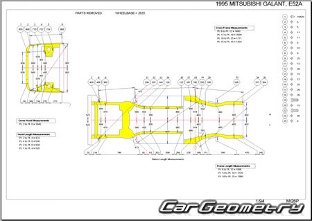 Mitsubishi Galant 1992-1996 (RH Japanese market) Body dimensions