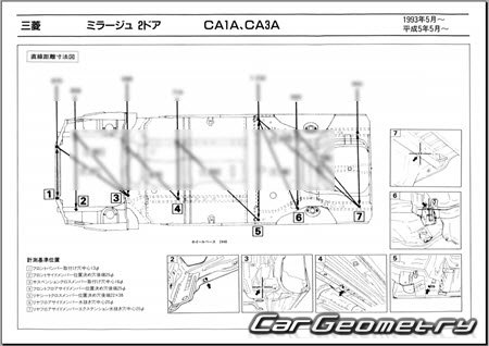 Mitsubishi Mirage (2DR 3DR) 1991-1995 (RH Japanese market) Body dimensions