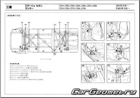 Mitsubishi Lancer & Mirage 1991-1995 (RH Japanese market) Body dimensions