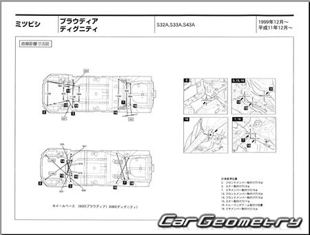 Mitsubishi Dignity & Proudia (S32A S33A S43A) 19992001 (RH Japanese market) Body dimensions