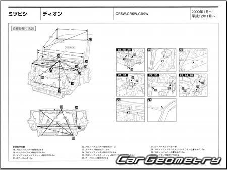 Mitsubishi Dion 2000-2005 (RH Japanese market) Body dimensions