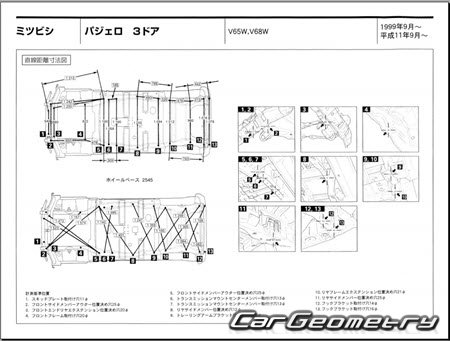 Mitsubishi Pajero III (3DR 5DR) 1999-2006 (RH Japanese market) Body dimensions