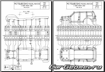 Mitsubishi Pajero III (3DR 5DR) 1999-2006 (RH Japanese market) Body dimensions