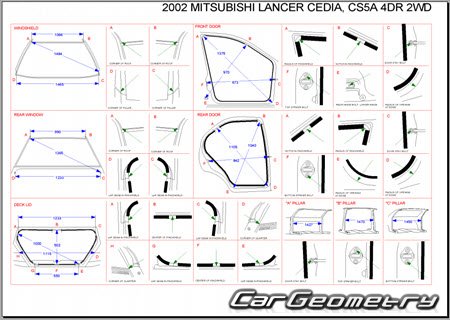 Mitsubishi Lancer Cedia (CS2A CS5A) 2000-2003 (RH Japanese market) Body dimensions