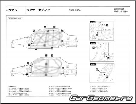 Mitsubishi Lancer Cedia (CS2A CS5A) 2000-2003 (RH Japanese market) Body dimensions