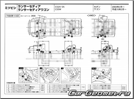 Mitsubishi Lancer Cedia Wagon (CS5W) 2000-2003 (RH Japanese market) Body dimensions