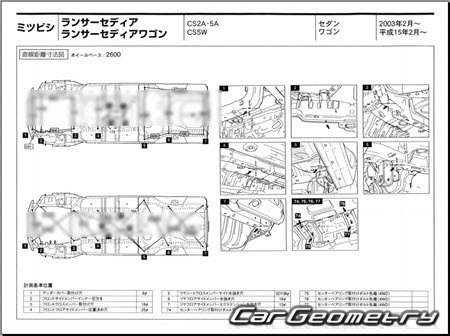 Mitsubishi Lancer Cedia Wagon (CS5W) 2000-2003 (RH Japanese market) Body dimensions