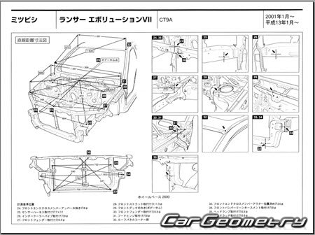 Mitsubishi Lancer Evolution VII (CT9A) 2001-2002 (RH Japanese market) Body dimensions