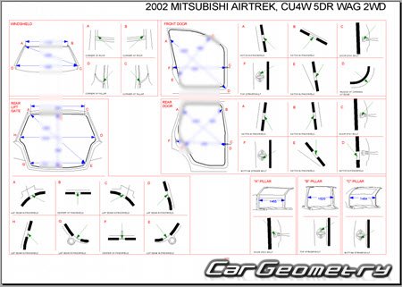 Mitsubishi Airtrek (CU2W CU4W) 20012005 (RH Japanese market) Body dimensions