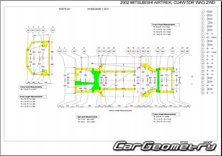 Mitsubishi Airtrek (CU2W CU4W) 20012005 (RH Japanese market) Body dimensions