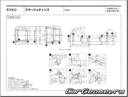 Mitsubishi Mirage Dingo (CQ#) 1998-2002 (RH Japanese market) Body dimensions