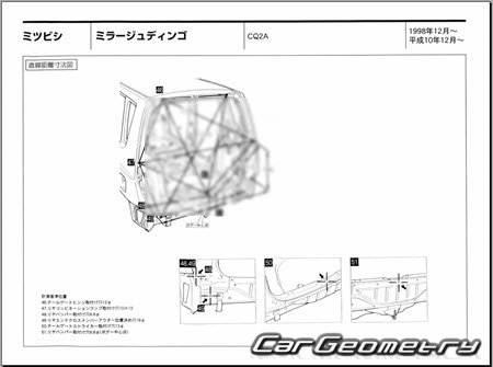 Mitsubishi Mirage Dingo (CQ#) 1998-2002 (RH Japanese market) Body dimensions