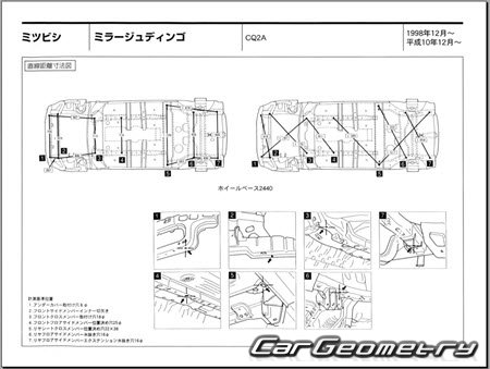 Mitsubishi Mirage Dingo (CQ#) 1998-2002 (RH Japanese market) Body dimensions