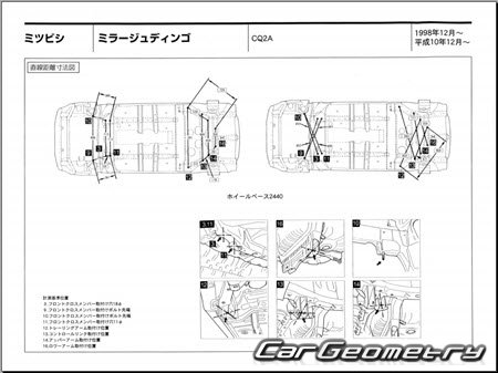 Mitsubishi Mirage Dingo (CQ#) 1998-2002 (RH Japanese market) Body dimensions