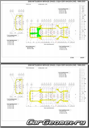 Mitsubishi Mirage Dingo (CQ#) 1998-2002 (RH Japanese market) Body dimensions