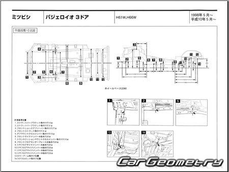 Mitsubishi Pajero iO 19982007 (RH Japanese market) Body dimensions