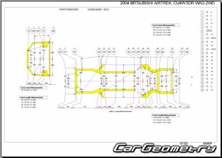 Mitsubishi Airtrek Sport Gear (CU4) 2003-2005 (RH Japanese market) Body dimensions